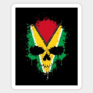 Chaotic Guyanese Flag Splatter Skull Sticker